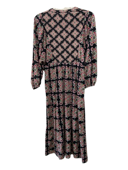 Boden Size 2 Black & Multi Modal Blend V Neck Long Sleeve Maxi Floral Dress Black & Multi / 2