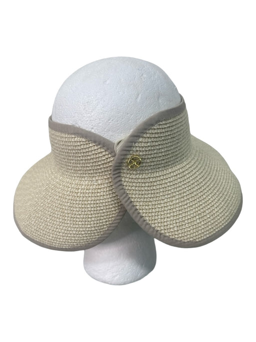 Vix Paula Hermanny Cream Paper & Polyester Visor Velcro Detail Hat Cream