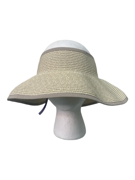 Vix Paula Hermanny Cream Paper & Polyester Visor Velcro Detail Hat Cream