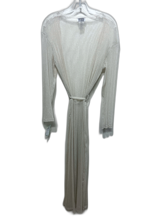 Moeva Size XS White Poly Blend Tie Belt Kaftan Open Knit Long Sleeve Dress White / XS