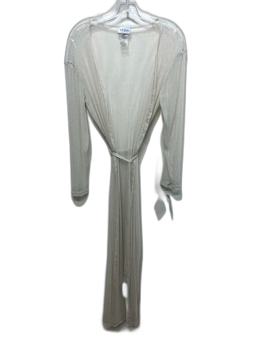 Moeva Size XS White Poly Blend Tie Belt Kaftan Open Knit Long Sleeve Dress White / XS