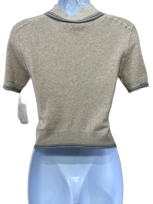 Miu Miu Size 36 Beige Cotton Blend 1/4 Button Collared Knit short sleeve Top Beige / 36