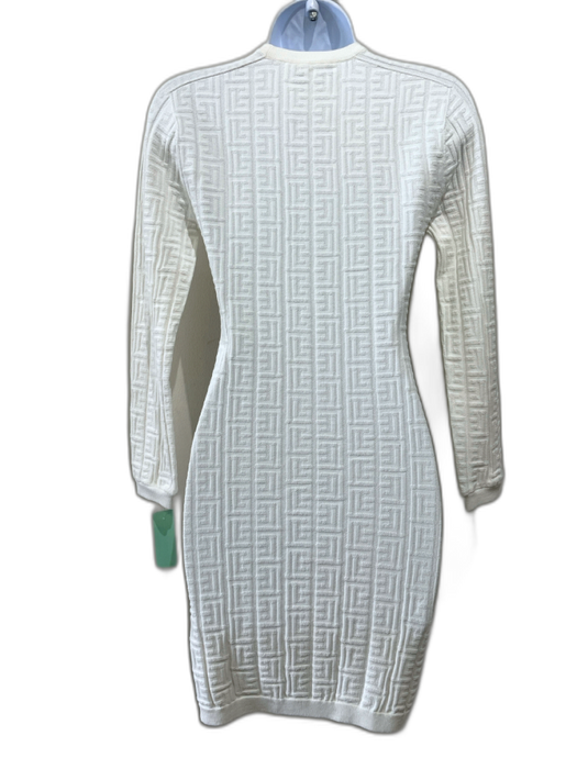 Balmain Size XS White No Fabric Tag Textured Logo Embossed Mini Dress White / XS