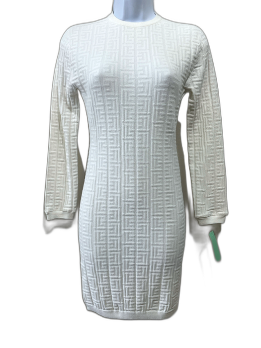 Balmain Size XS White No Fabric Tag Textured Logo Embossed Mini Dress White / XS