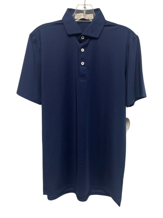 Holderness & Bourne Size S Navy Blue Polyester Solid Polo Men's Short Sleeve Navy Blue / S