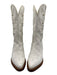 Partlow Shoe Size 37 White Leather Metallic Stacked Block Heel Pointed Toe Boots White / 37
