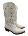 Partlow Shoe Size 37 White Leather Metallic Stacked Block Heel Pointed Toe Boots White / 37