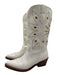 Partlow Shoe Size 37 White Leather Metallic Stacked Block Heel Pointed Toe Boots White / 37