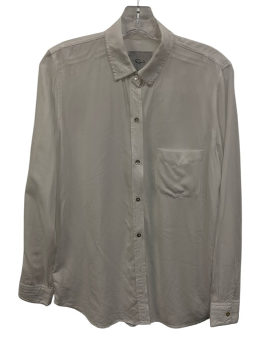Rails Size XS White Rayon Button Up Long Sleeve Top White / XS