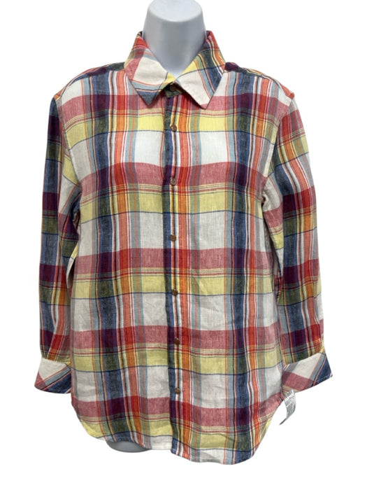 God's True Linen Size XS/S Multicolor Linen Plaid Long Sleeve Top Multicolor / XS/S