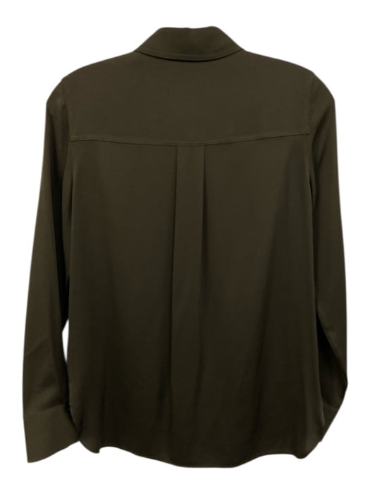 Vince Size XXS Brown Silk Button Up Long Sleeve Top Brown / XXS