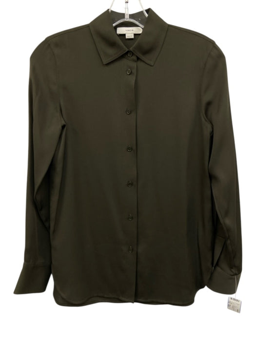 Vince Size XXS Brown Silk Button Up Long Sleeve Top Brown / XXS