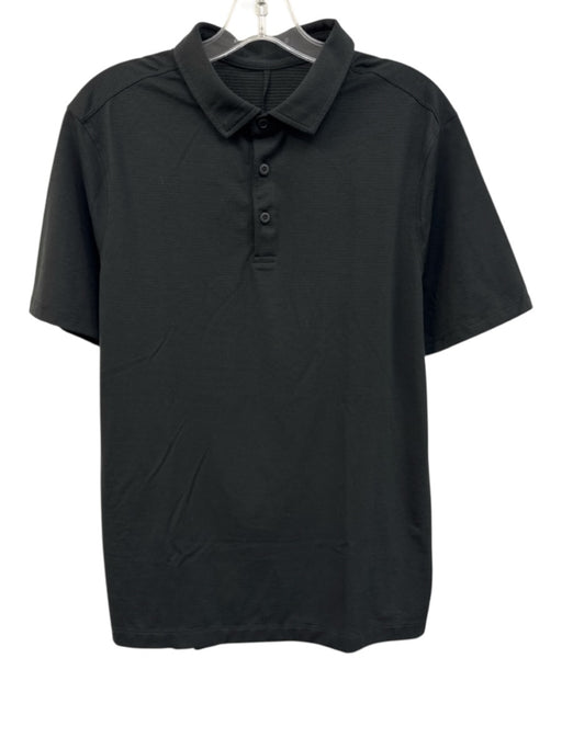 Lululemon Size Est M Black Polyester Blend Solid Polo Men's Short Sleeve Black / Est M