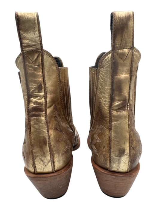 Old Gringo Shoe Size 7 Gold Leather Metallic Stacked Block Heel Booties Gold / 7