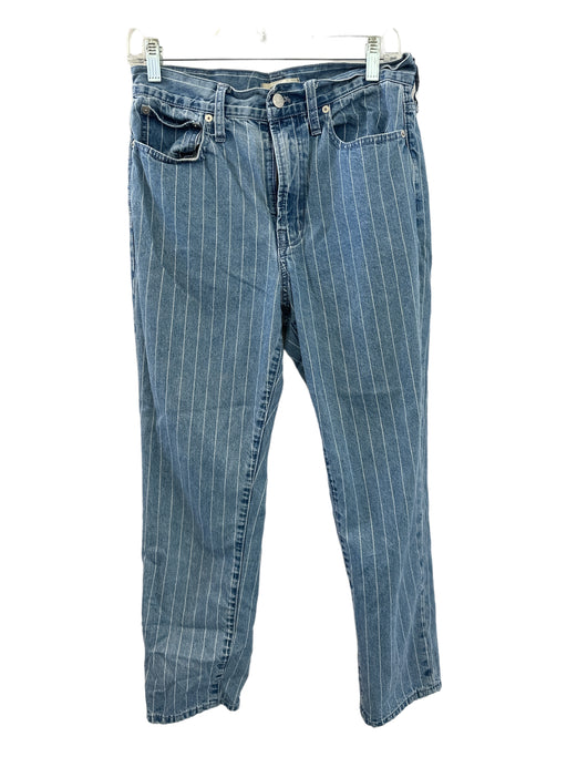 Madewell Size 28 Light Wash Cotton Vertical Stripes High Waist Crop Jeans Light Wash / 28