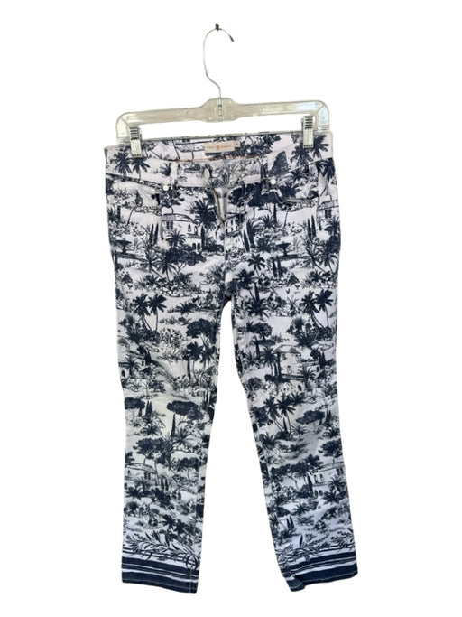 Tory Burch Size 28 Blue & White Cotton Tree Print Pants Blue & White / 28