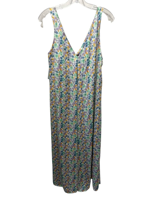 Zara Size Small Green, Blue & Yellow Polyester Sleeveless Floral Double V Dress Green, Blue & Yellow / Small