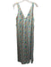 Zara Size Small Green, Blue & Yellow Polyester Sleeveless Floral Double V Dress Green, Blue & Yellow / Small
