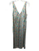 Zara Size Small Green, Blue & Yellow Polyester Sleeveless Floral Double V Dress Green, Blue & Yellow / Small