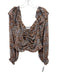 ASTR Size M Brown, Blue & White Polyester Long Balloon Sleeve Floral Top Brown, Blue & White / M