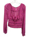 Free People Size XS Pink, Yellow & red Polyester Long Sleeve Floral Keyhole Top Pink, Yellow & red / XS