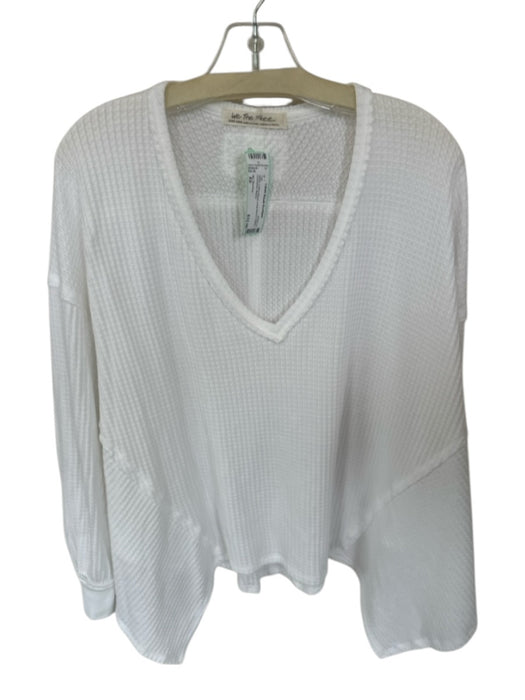 We The Free Size XS White Cotton Blend Long Sleeve Waffle Oversized Top White / XS
