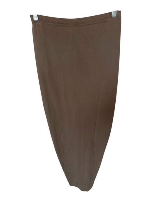 Mustard Seed Size L Taupe Rayon Blend Elastic Waist Gathered Front Midi Skirt Taupe / L