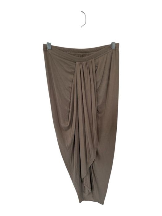 Mustard Seed Size L Taupe Rayon Blend Elastic Waist Gathered Front Midi Skirt Taupe / L