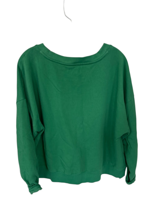 Maeve Size L Green & White Cotton Long Sleeve Graphic Sweatshirt Green & White / L