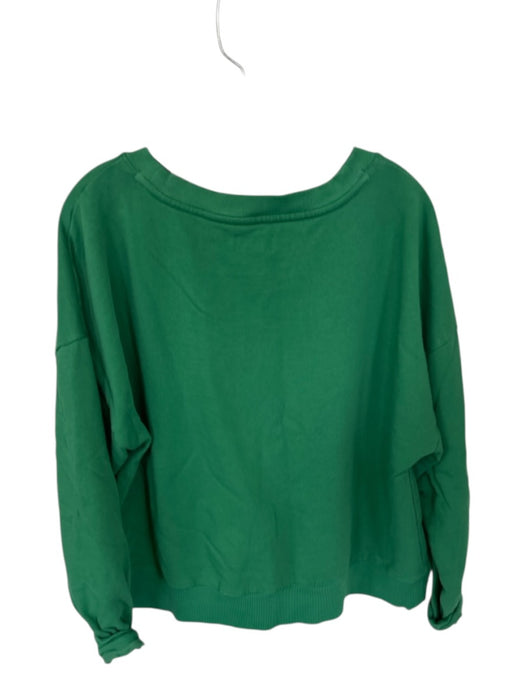Maeve Size L Green & White Cotton Long Sleeve Graphic Sweatshirt Green & White / L