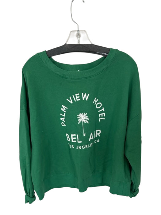 Maeve Size L Green & White Cotton Long Sleeve Graphic Sweatshirt Green & White / L