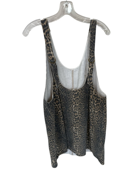 Entro Size M Tan & black Cotton Sleeveless Animal Print Front Pockets Dress Tan & black / M