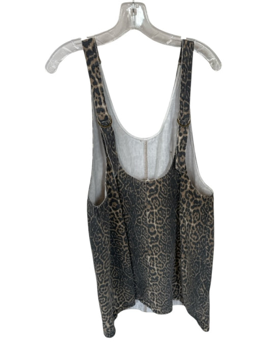 Entro Size M Tan & black Cotton Sleeveless Animal Print Front Pockets Dress Tan & black / M