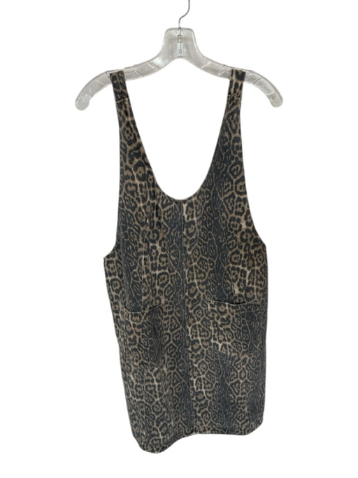 Entro Size M Tan & black Cotton Sleeveless Animal Print Front Pockets Dress Tan & black / M
