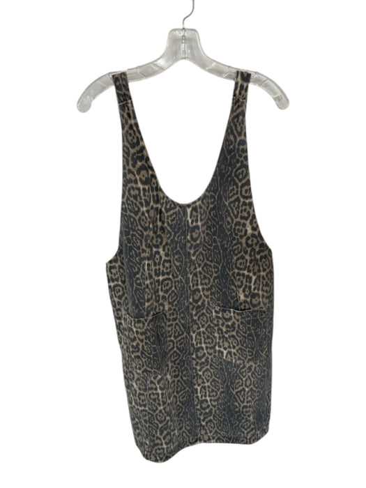 Entro Size M Tan & black Cotton Sleeveless Animal Print Front Pockets Dress Tan & black / M