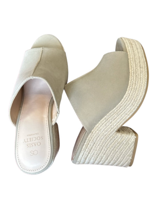 Oasis Society Shoe Size 8.5 Taupe Vegan Suede Platform Espadrille Mules Taupe / 8.5