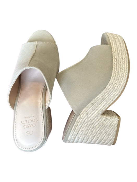 Oasis Society Shoe Size 8.5 Taupe Vegan Suede Platform Espadrille Mules Taupe / 8.5