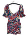Oliviaceous Size S Blue, Orange & Pink Linen Blend Off Shoulder Ruched Dress Blue, Orange & Pink / S