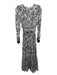 Pinko Size 8 White, Black & Gold Silk Gold Thread Paisley Long Sleeve Dress White, Black & Gold / 8