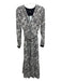 Pinko Size 8 White, Black & Gold Silk Gold Thread Paisley Long Sleeve Dress White, Black & Gold / 8