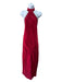Savannah Morrow Size S Red Silk Halter Chain Detail Mock Neck Maxi Dress Red / S