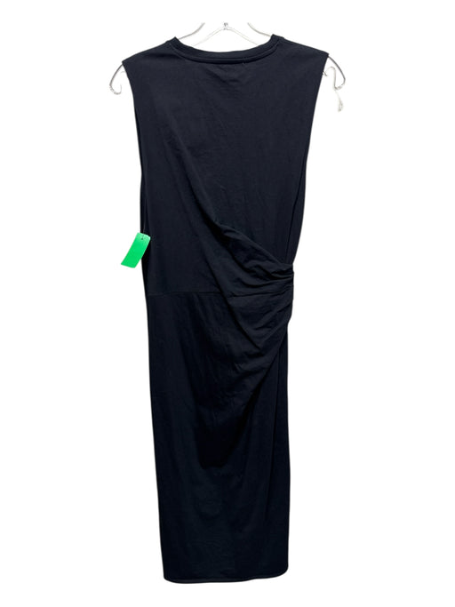 Frame Size M Black Cotton Sleeveless Crew Neck Side Ruching Side Slit Dress Black / M
