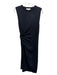 Frame Size M Black Cotton Sleeveless Crew Neck Side Ruching Side Slit Dress Black / M