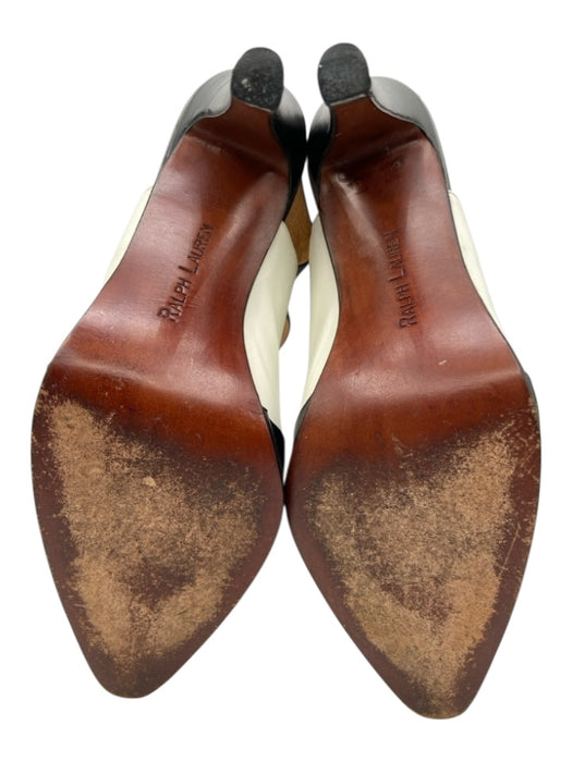 Ralph Lauren Shoe Size 8 Black & White Leather Round Toe Wing Tip Pumps Black & White / 8