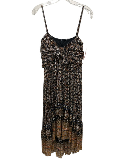Kobi Halperin Size Est. Small Black, Gold, Orange Metallic Floral Dress Black, Gold, Orange / Est. Small