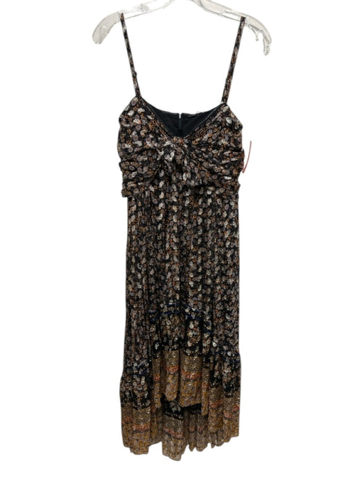 Kobi Halperin Size Est. Small Black, Gold, Orange Metallic Floral Dress Black, Gold, Orange / Est. Small