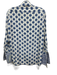 Sandro Size 1 White, Blue & Purple Silk Geometric Print Long Sleeve Shirt Top White, Blue & Purple / 1