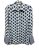 Sandro Size 1 White, Blue & Purple Silk Geometric Print Long Sleeve Shirt Top White, Blue & Purple / 1