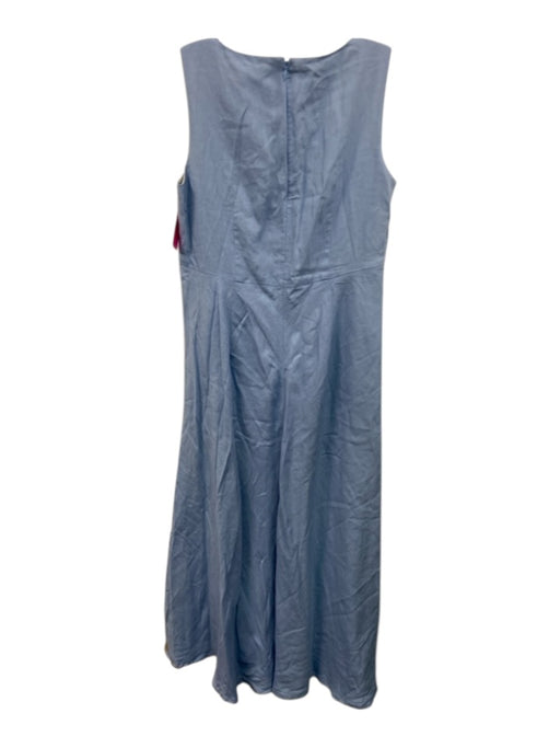 Lafayette 148 Size 8 Blue, Gray, Beige Linen Sleeveless Color Block Darted Dress Blue, Gray, Beige / 8