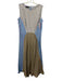 Lafayette 148 Size 8 Blue, Gray, Beige Linen Sleeveless Color Block Darted Dress Blue, Gray, Beige / 8